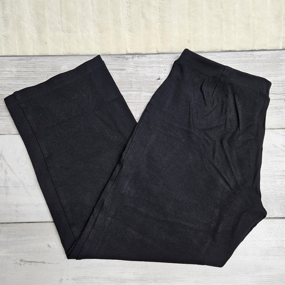 Eileen Fisher Pull On Straight Leg Pants Stretch Size Medium Black Petite Casual